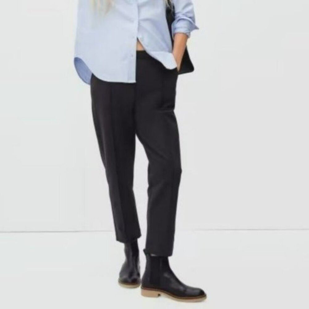 Everlane The Dream High Rise Pintuck Pull On Knit Work Office Pant Black XS